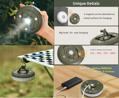 32.8FT Waterproof Camping String Lights - 4-in-1 Outdoor Lighting with 8 Modes for Tent, Yard, Garden, and Hiking Decor - Perfect Gift for Holidays and Travel Adventures!