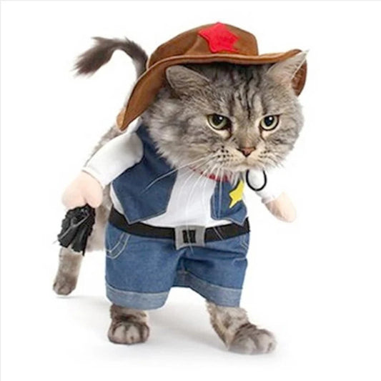 Adorable Cowboy Jeans Hoodie Costume for Dogs and Cats – Perfect for Halloween Fun! Stylish Jumpsuit for Your Furry Friend!