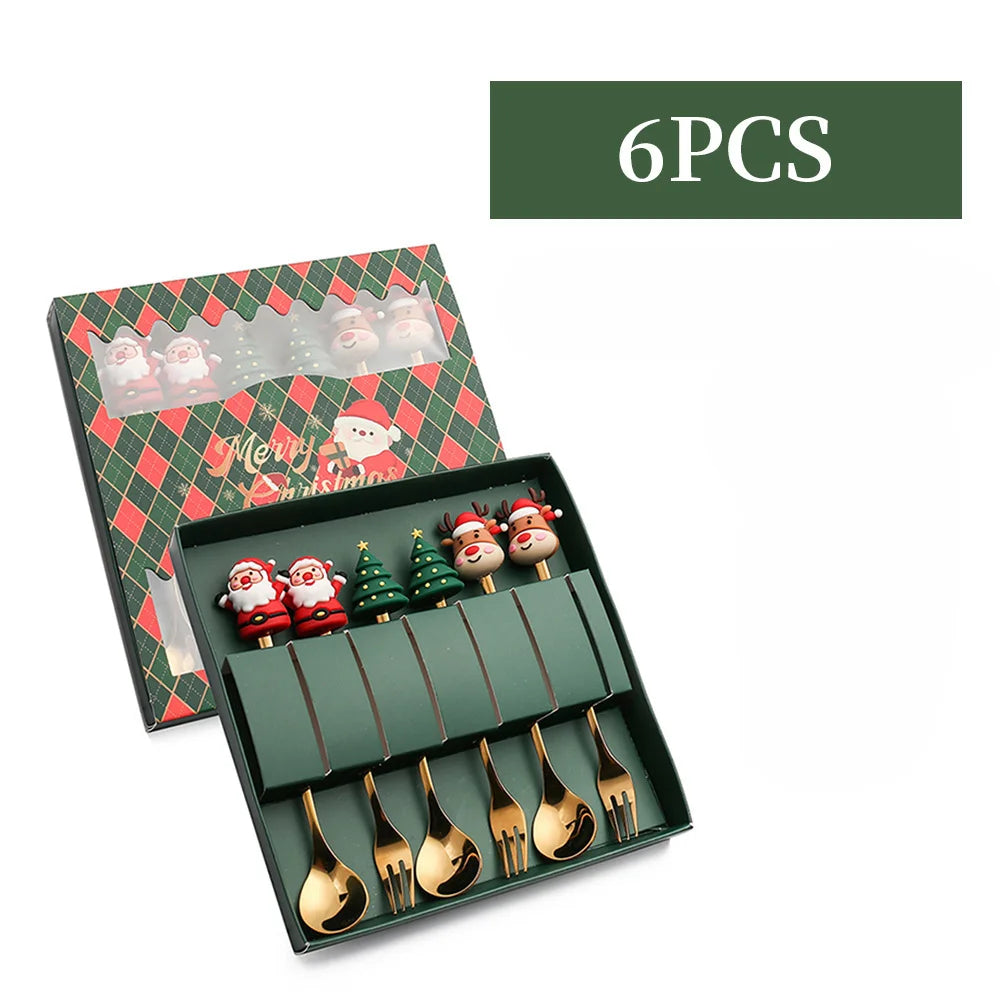 Elegant Stainless Steel Christmas Spoon and Fork Set - Perfect Holiday Gift for Friends and Family!