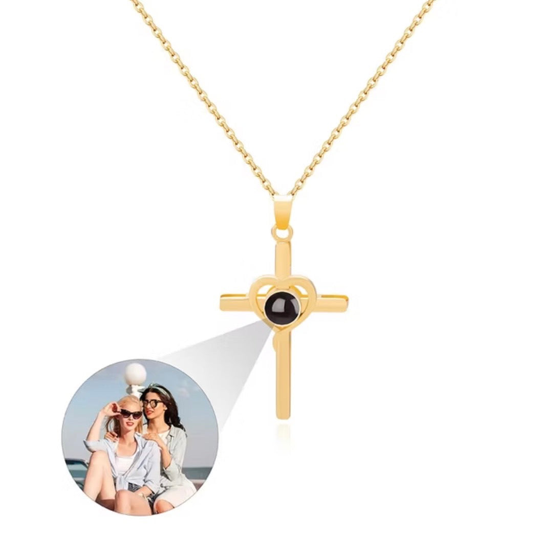 Custom Photo Cross Necklace