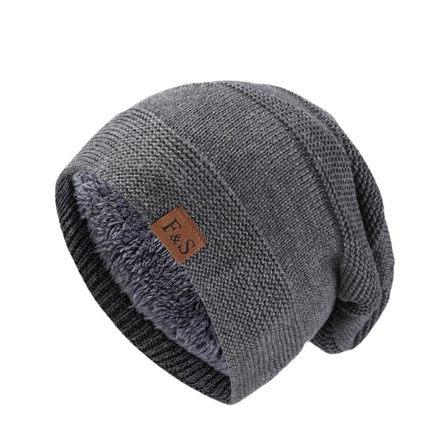 Cozy Unisex Slouchy Winter Beanies with Luxurious Fur Lining - Stylish and Warm Knitted Caps for Men and Women