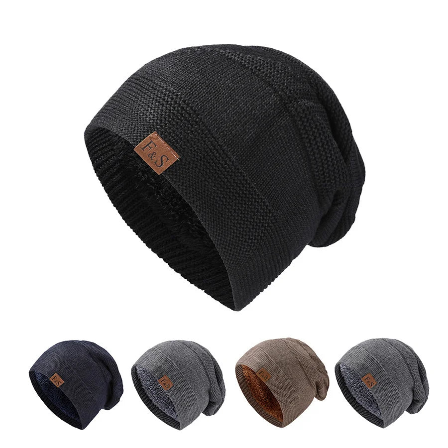 Cozy Unisex Slouchy Winter Beanies with Luxurious Fur Lining - Stylish and Warm Knitted Caps for Men and Women